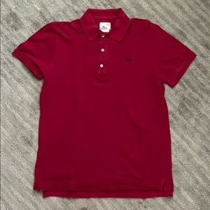 Men’s Lacoste Maroon Vintage Wash Distressed Polo